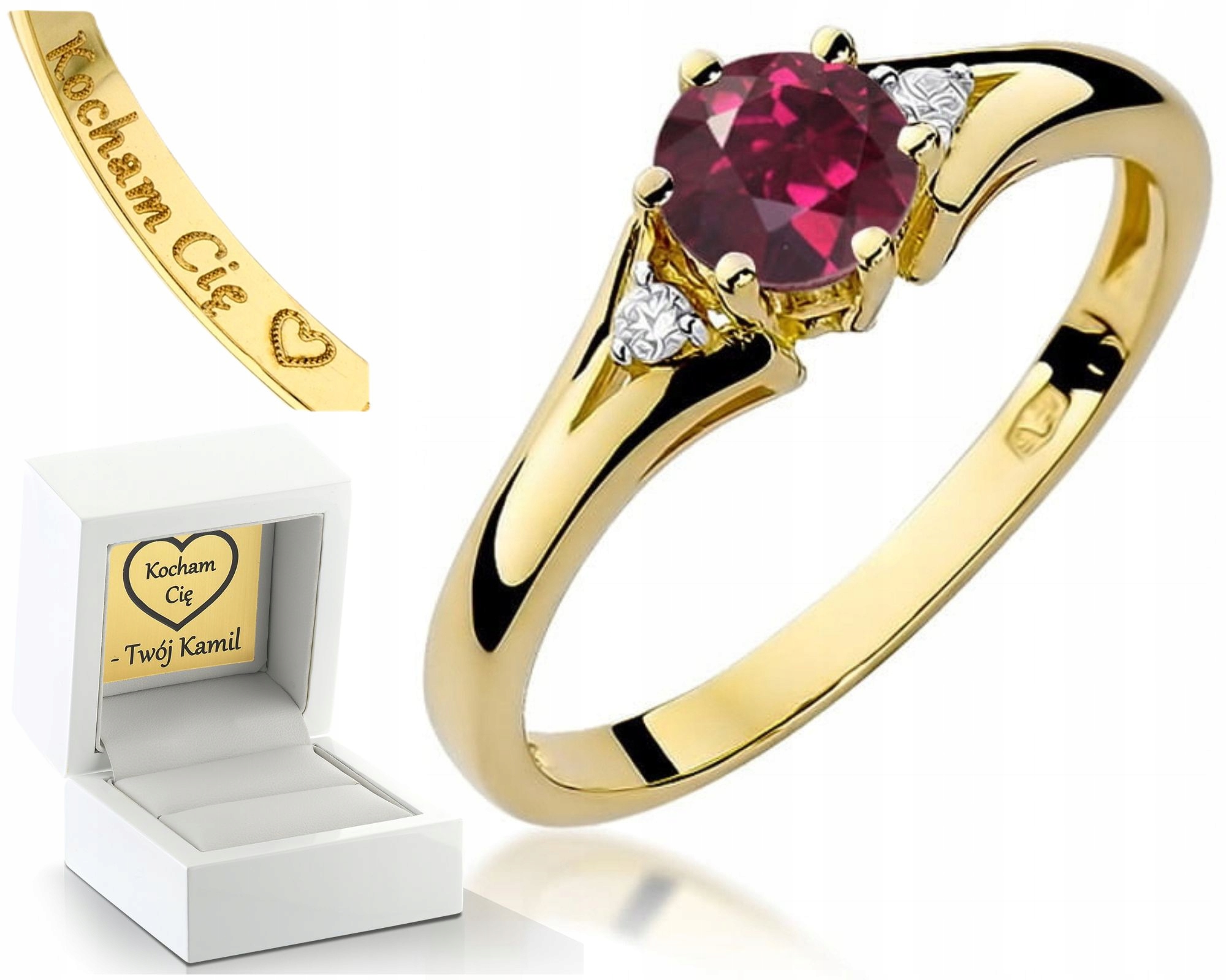 Zlatý Prstýnek S Rodolitem A Brilianty, Žluté Zlato 585