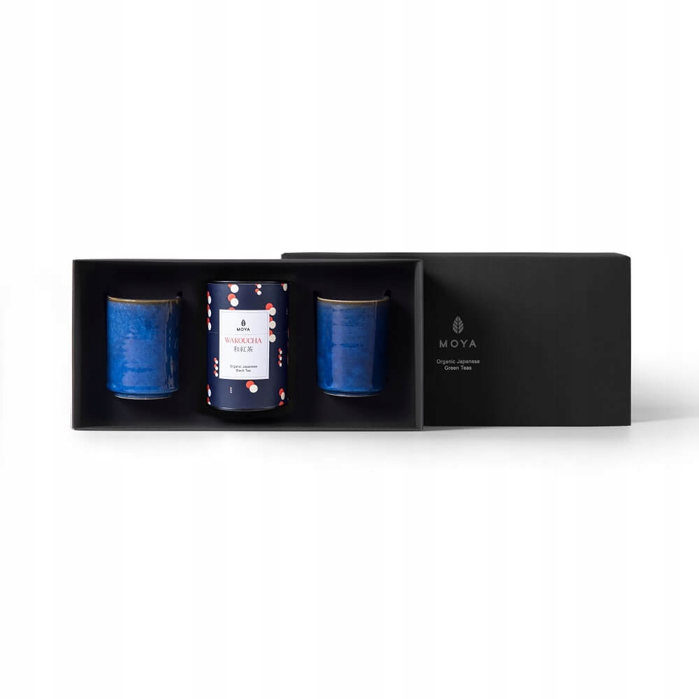 Zestaw prezentowy organiczna czarna herbata Moya Wakocha i 2 kubki Kaze
