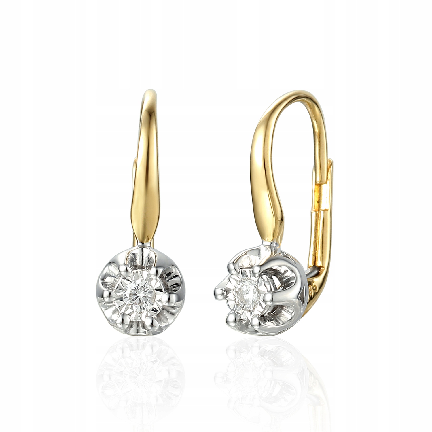 

Złote 585 Kolczyki Z Brylantami 0,17ct Wiszące