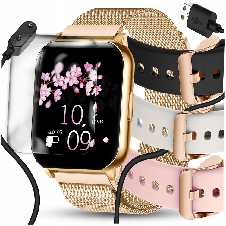 SMARTWATCH ZEGAREK DAMSKI Z FUNKCJA ROZMOWY SPORT ZDROWIE ZLOTY DAMSKIE