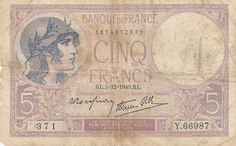 [MB29535] Francúzsko 5 frankov 1940