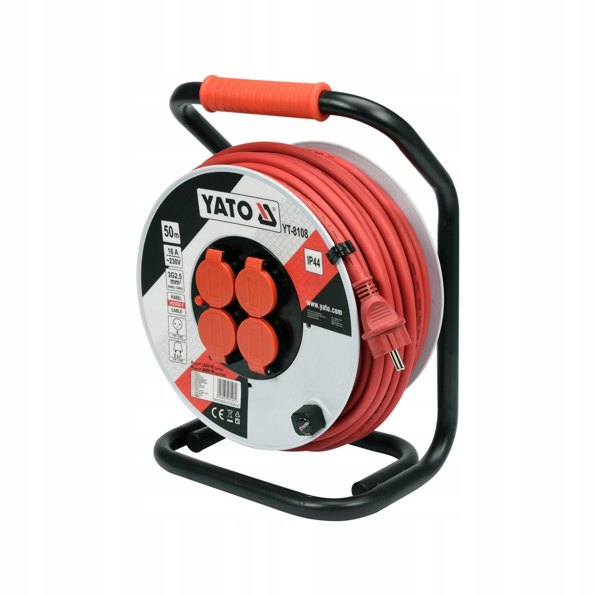 Prodlužovací Kabel Na Bubnu 50 M IP44 4 Zásuvky 3600 W Se Stativem Yato