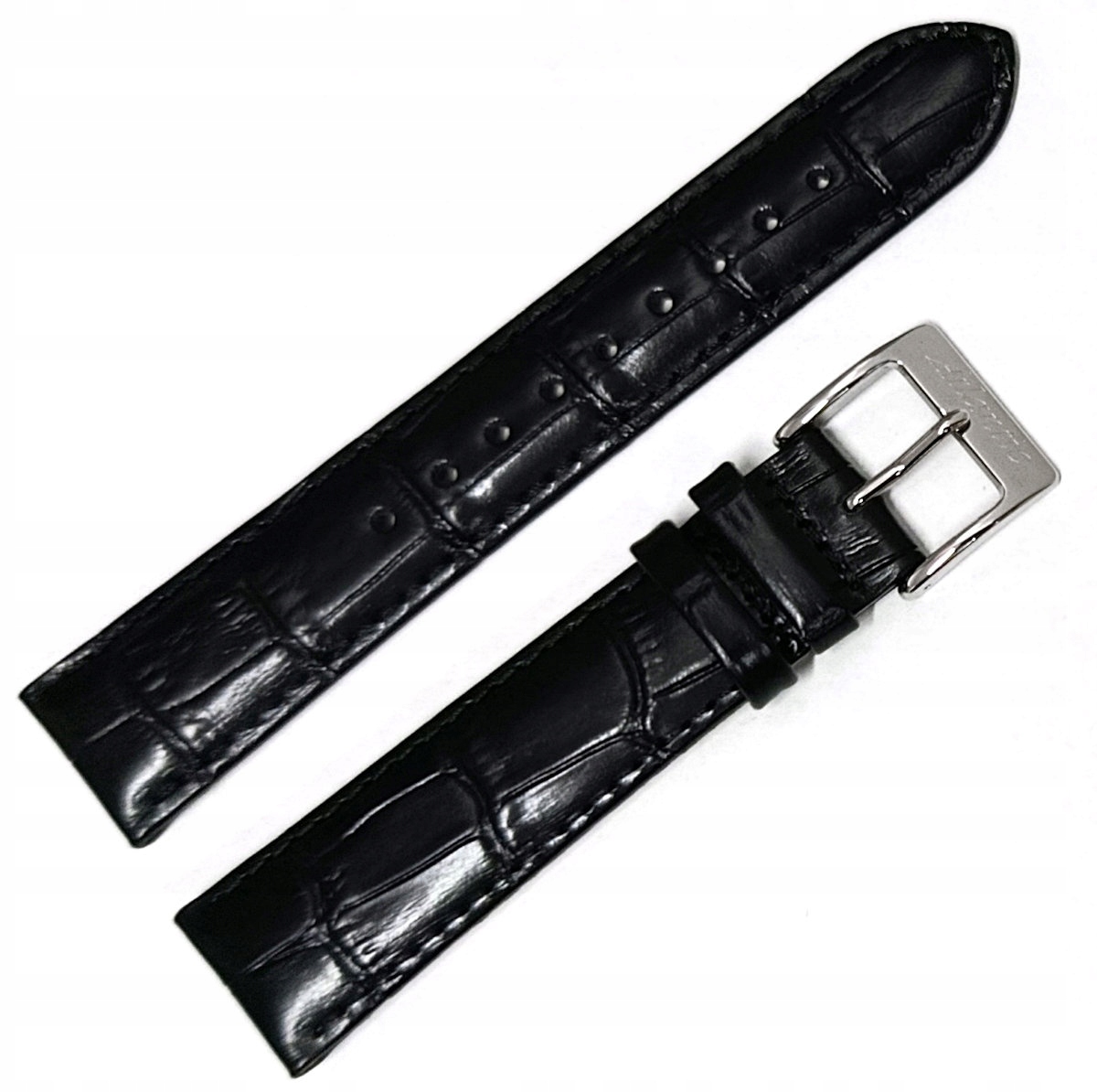 Originální Kožený Černý Řemínek Na Hodinky Atlantic Worldmaster 20 mm Krokody