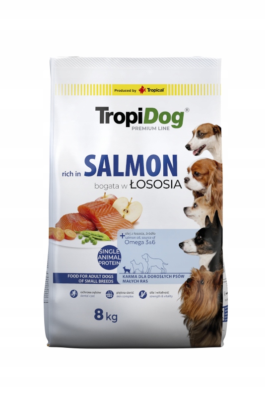Levně Tropidog Premium Adult Small Breeds Losos s rýží 8 kg