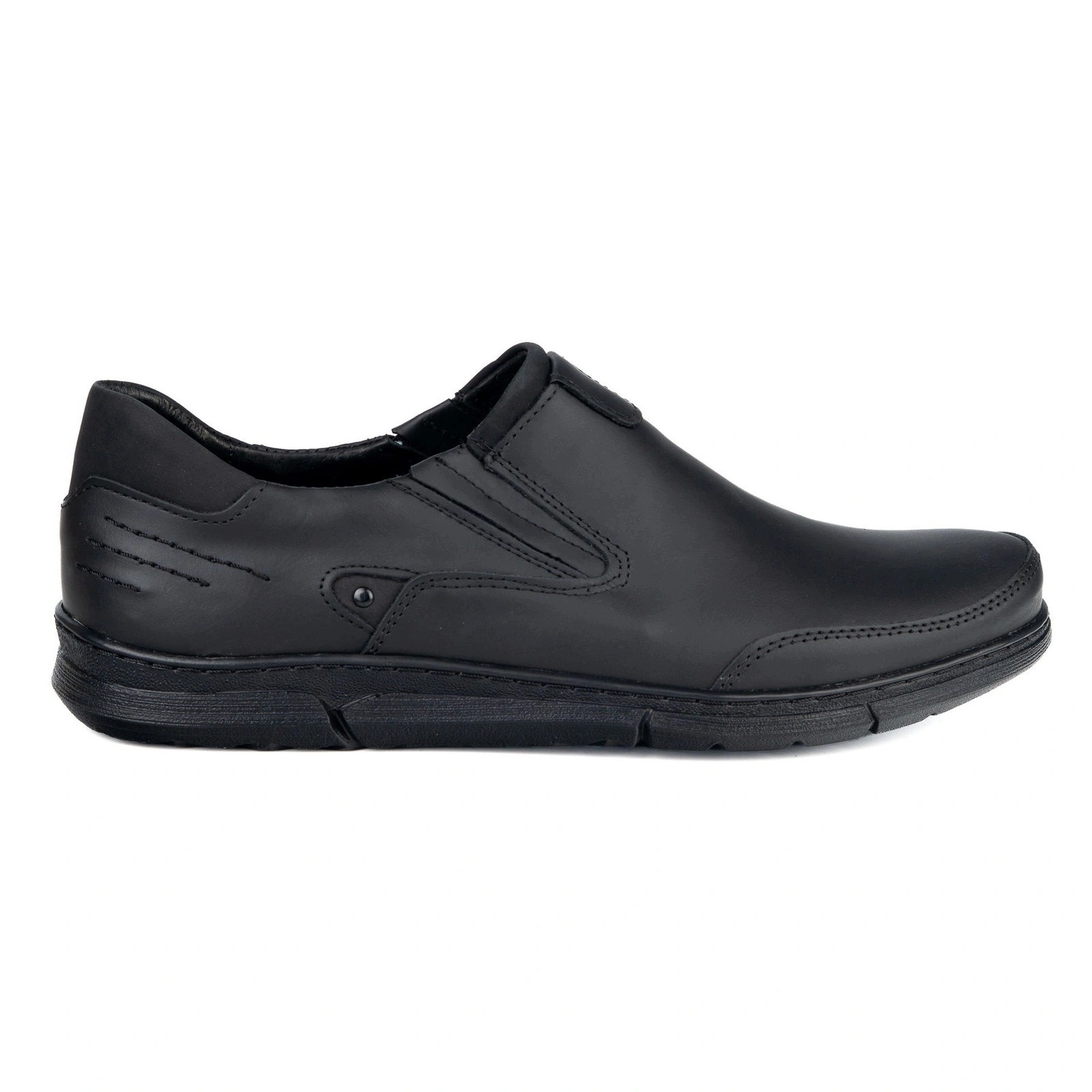 Pánské Kožené Nazouvací Boty Polské Slip On J51 Černé 45