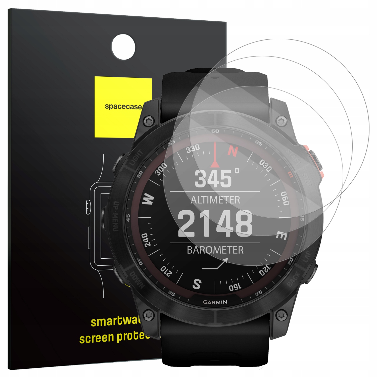 3 × закаленное стекло Spacecase Garmin Fenix 8 51 мм
