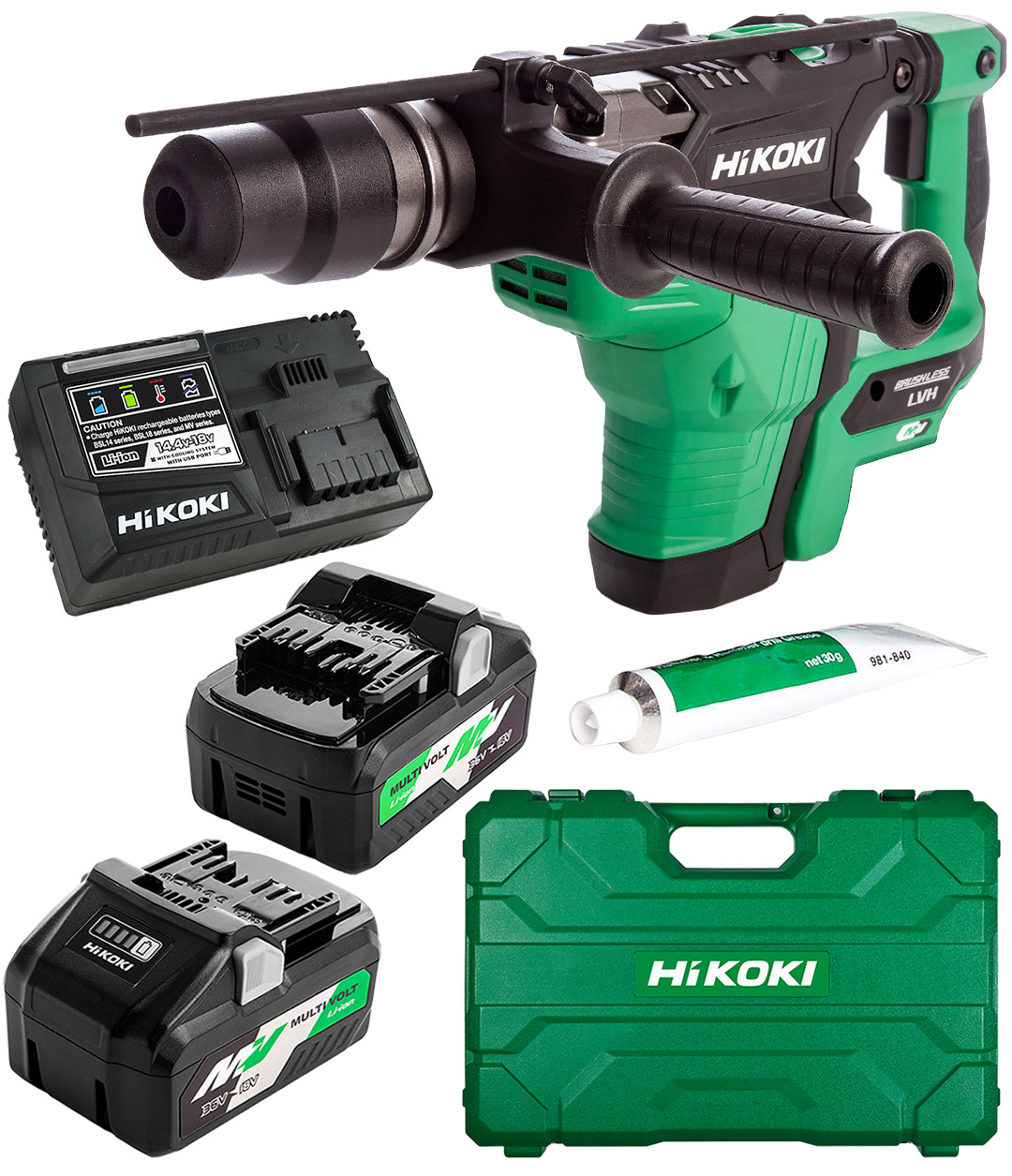 Młot udarowy 36V SDS-MAX HiKOKI DH36DMA w kolorze czarno-srebrnym