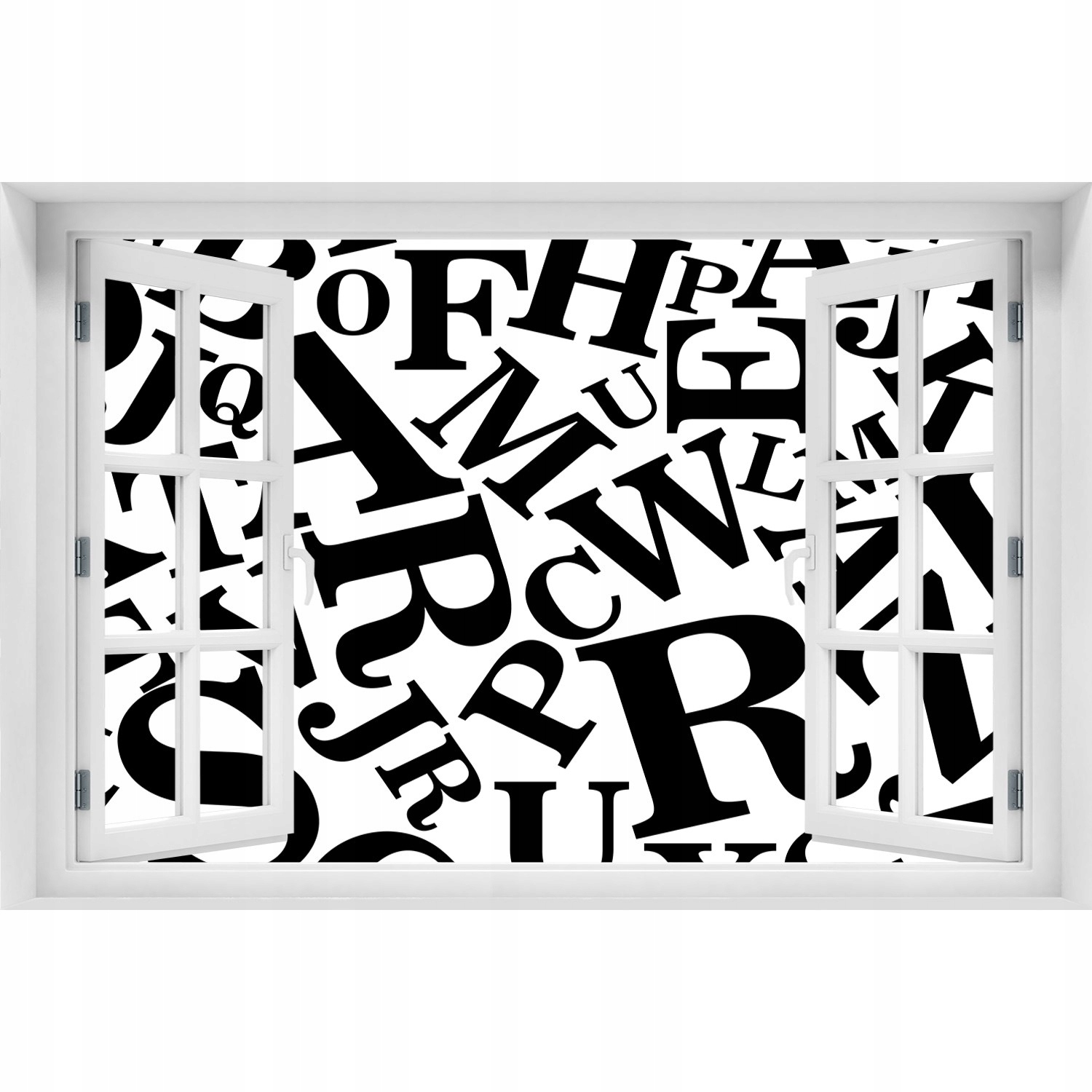 

3D Okno Naklejka na ścianę Alfabet 120x80