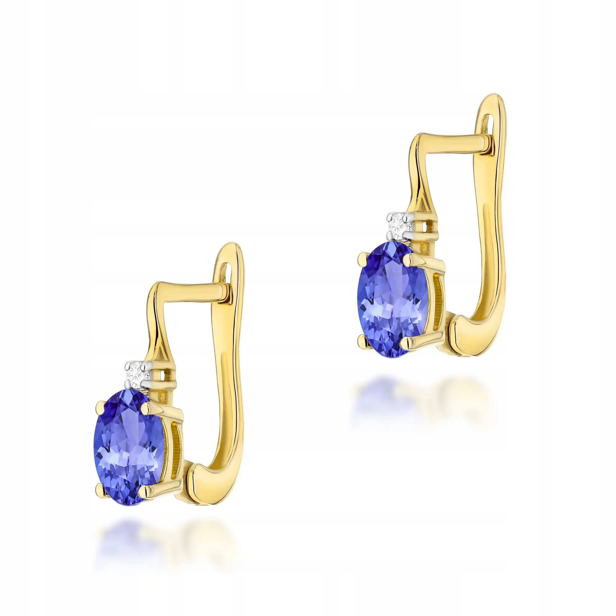 Dámské zlaté náušnice 585 s tanzanitem 0,40 karátu, stylové a poutavé, ideální jako dárek