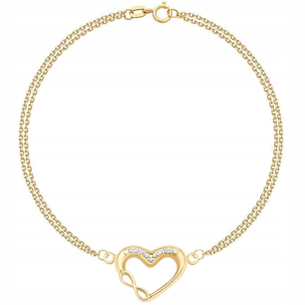 

Złota bransoletka 333 Celebrytka Serce Infinity