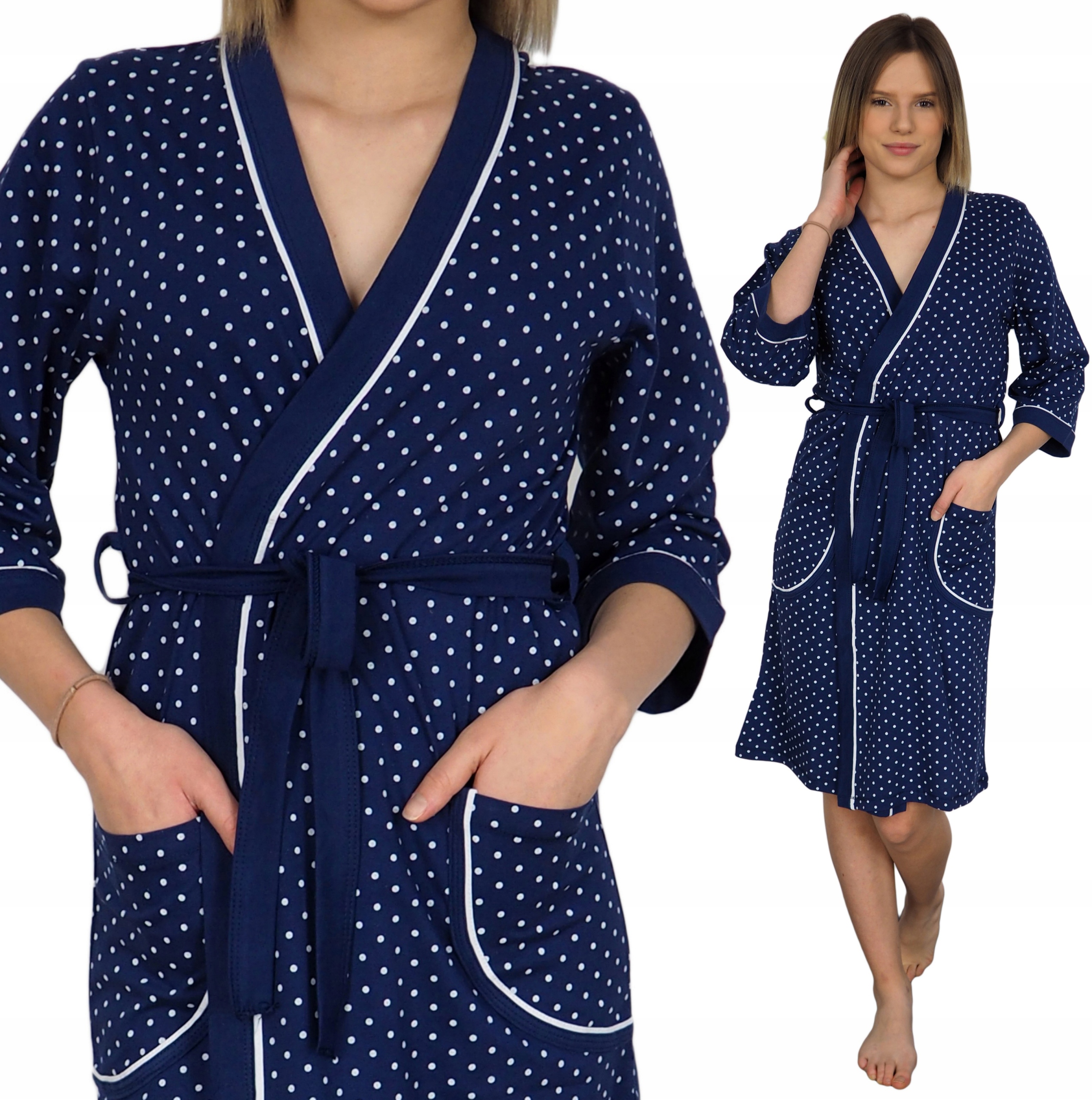 

Szlafrok damski XXL 44 lekki bawełniany Grochy 2XL
