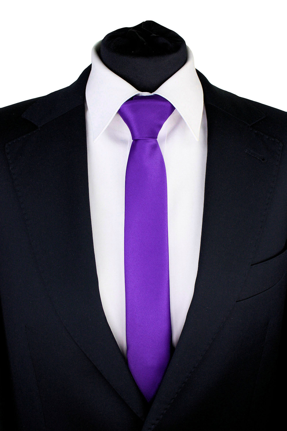 KRAWAT MĘSKI WĄSKI SLIM ŚLEDŹ 5 cm CIEMNOFIOLETOWY