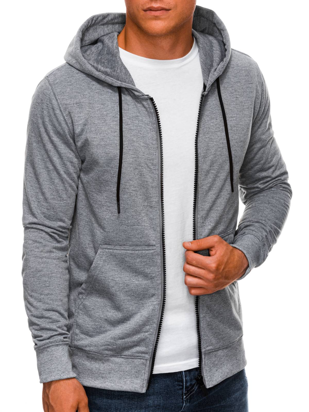 

Bluza męska z kapturem 1211B szary melanż S
