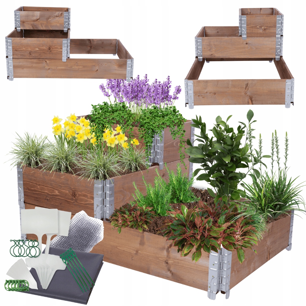 Vyvýšený kaskádový nastaviteľný záhon veľký zeleninový záhon impregnát 60x120x80