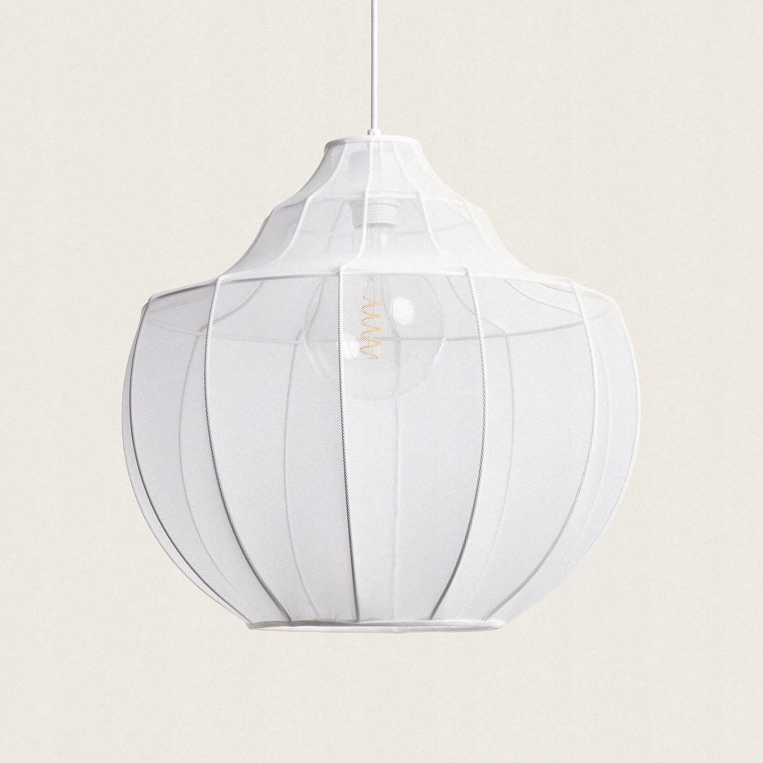 Závěsná lampa z kovu a tkaniny Ayla