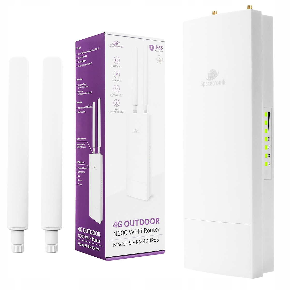 Router na Kartę Sim 4G Lte Zewnętrzny Wi-Fi PoE SP-RM40 Spacetronik (aw)