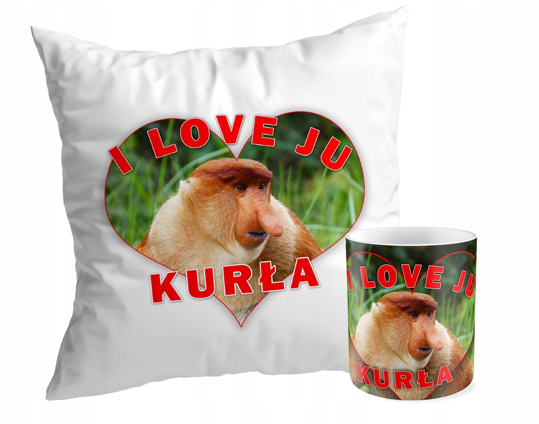 

Zestaw kubek i poduszka Nosacz I Love Ju Kurła