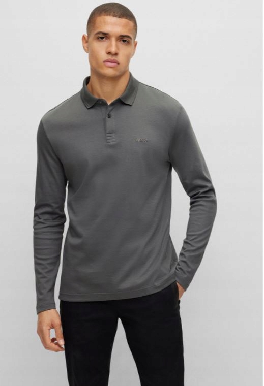 HUGO BOSS KOSZULKA POLO MĘSKA SZARA LOGO 6XL 1SGD