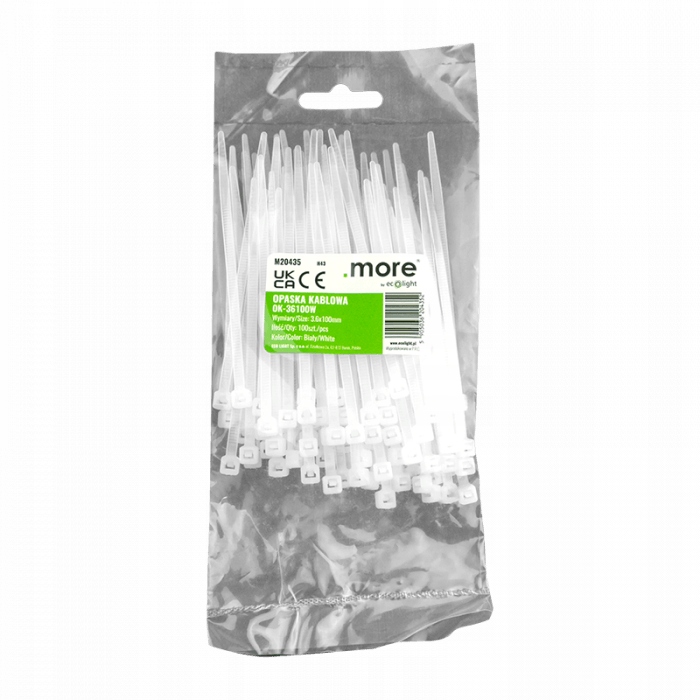 OPASKA KABLOWA OK-36100W 3.6x100mm BIAŁA ECO LIGHT M20435 opak.100 szt