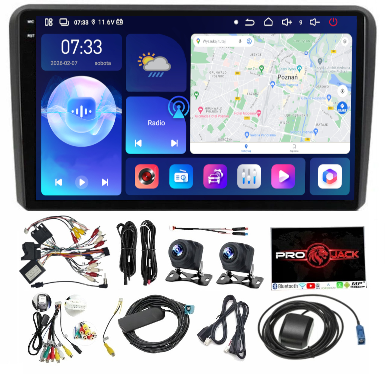 Rádio Navigace Carplay Gps Android Audi A3 8P 2003-2012 6GB 128GB Sim