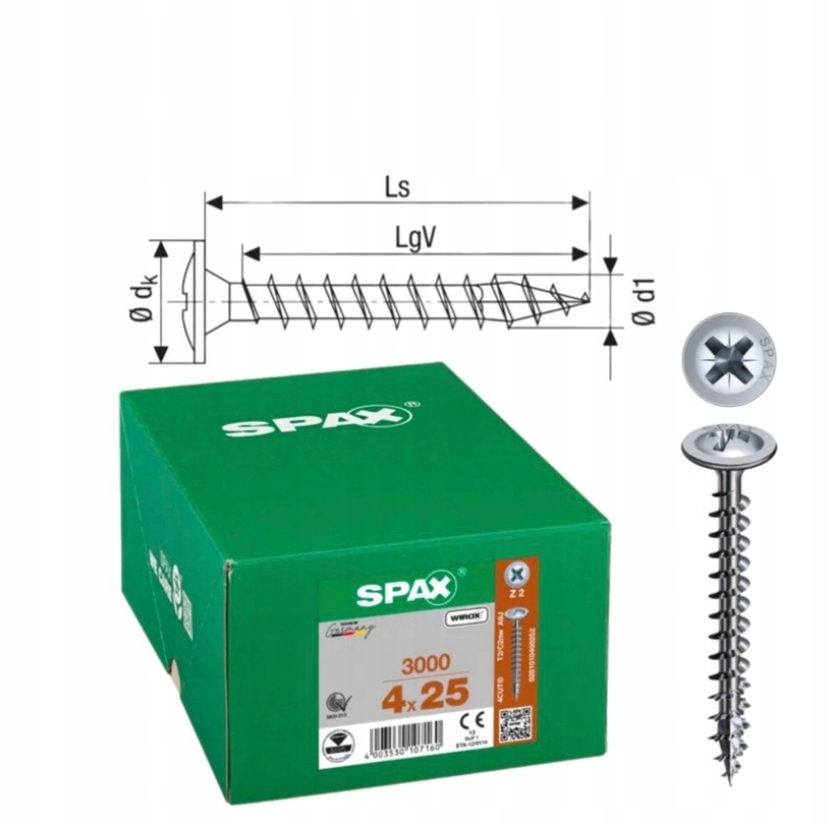 Univerzálna skrutka Wirox spax 4 x 25 Wirox podložka 3000 ks