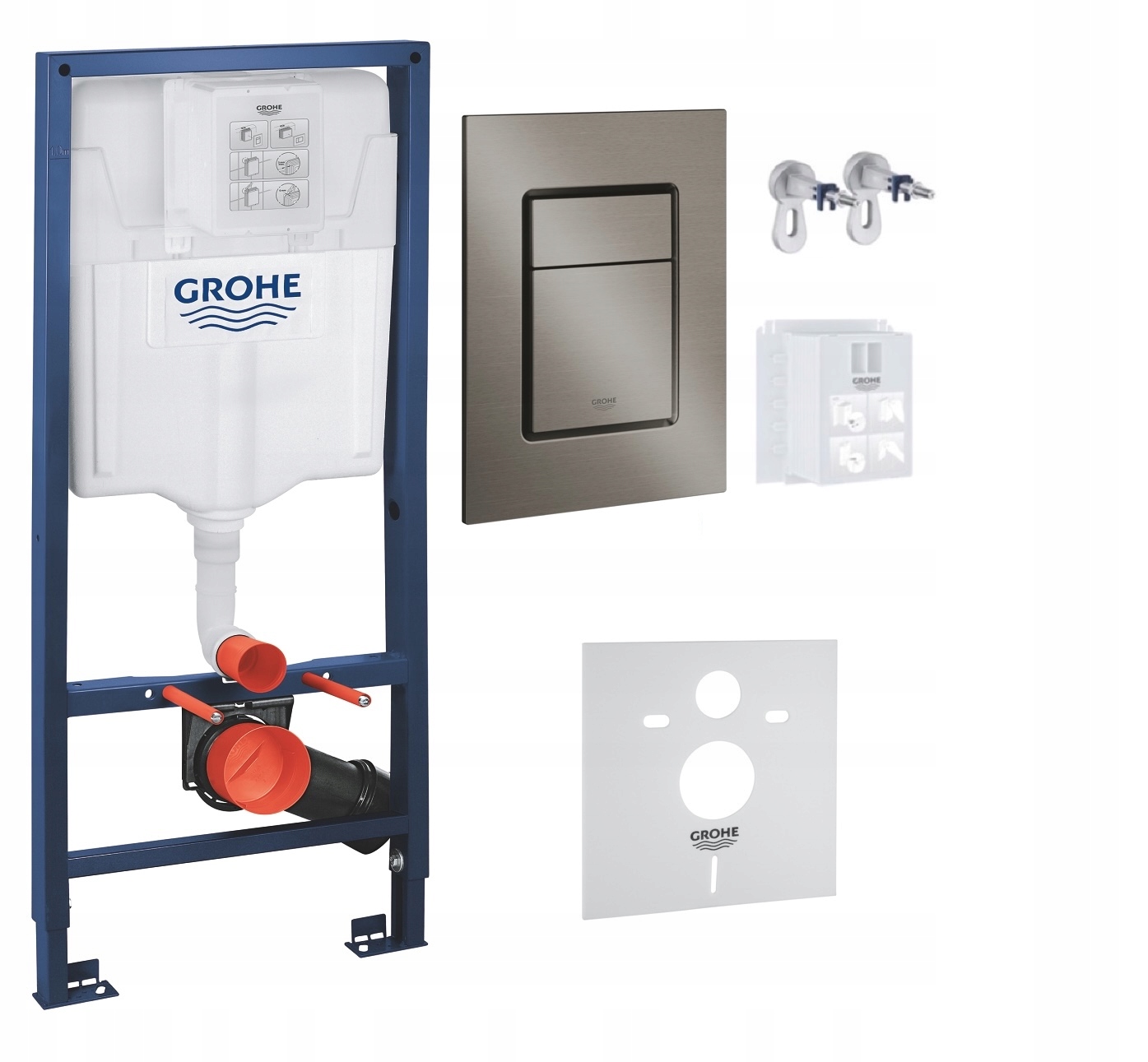 Kompletný podomietkový Wc set 5v1 – rošt Grohe tlačidlo brushed graphite