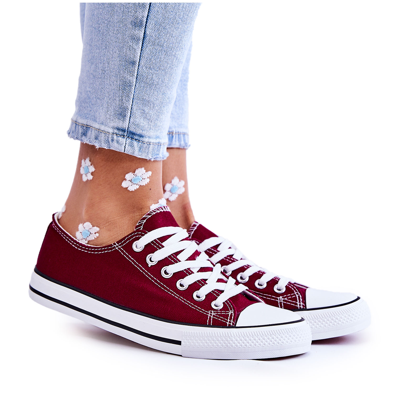 

Damskie Klasyczne Niskie Trampki Wiązane Bordo 39