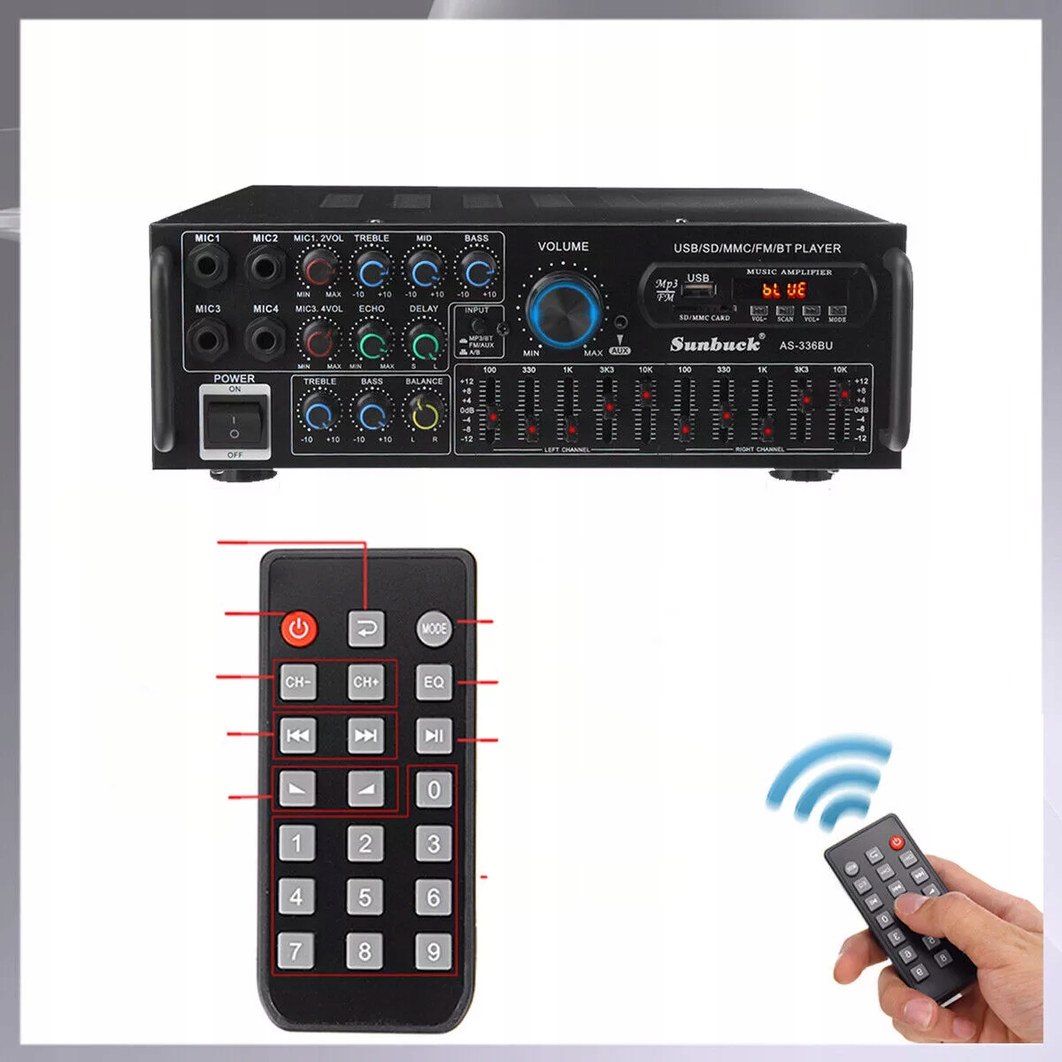 Digitální Stereo Zesilovač Bluetooth 2000 W, Vysoký Zesilovač S Dálkovým Ovládáním