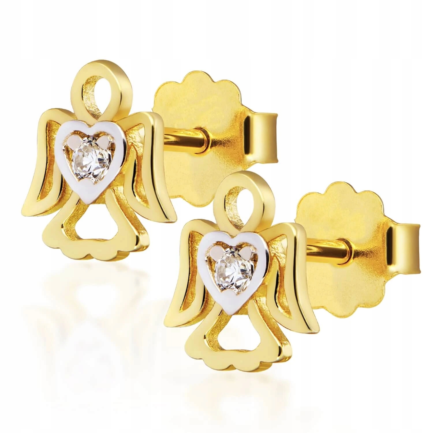 Náušnice Andílci 585 Zlaté Šroubky Se Zirkonem