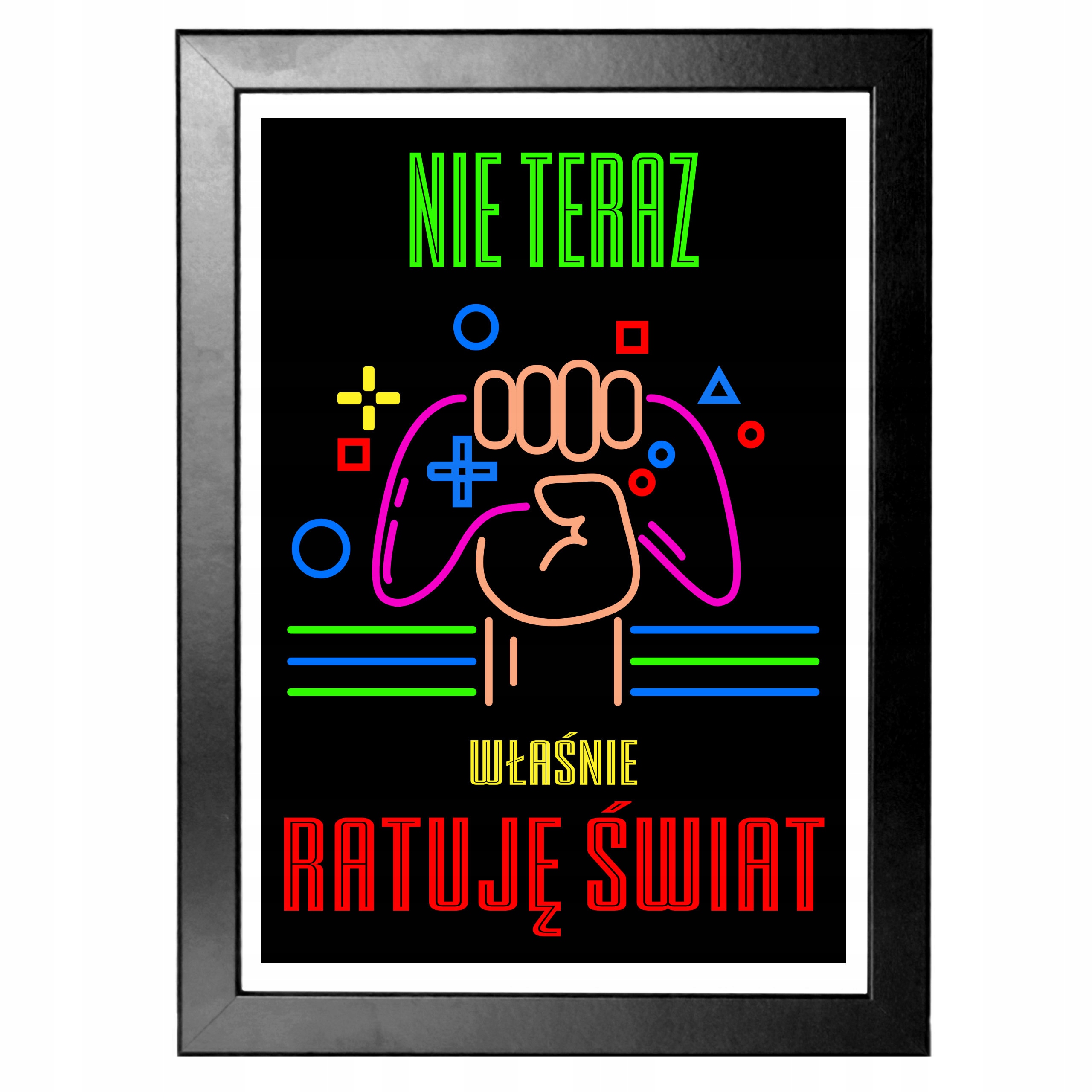 

Plakat A4 w ramie gamer dla gracza gry