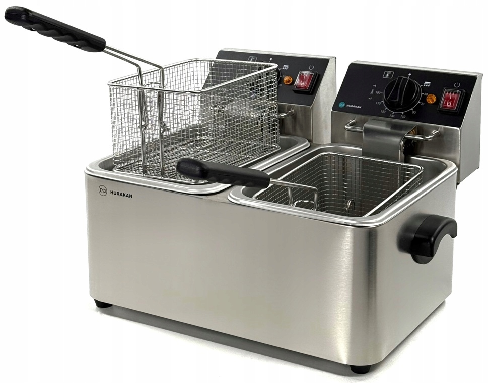 Profesionální elektrická fritéza 2x4 l 5 kW 60-190C Hurakan HKN-FT44N