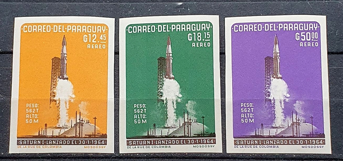 PARAGUAJ TEMAT KOSMOS ** 1964 MI 1346-1348 B LOTNICZE