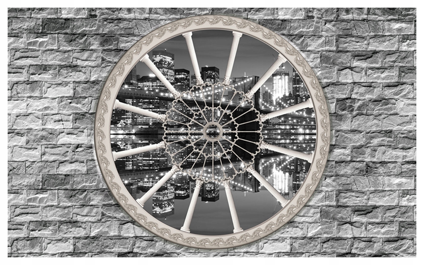 Tapeta Nočné mesto Čierno-biely most Pohľad z okna Architektúra 312x219