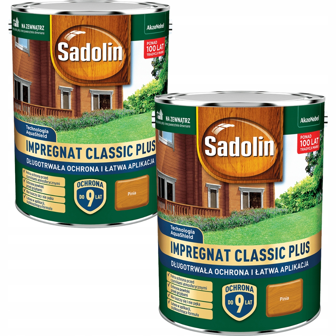Set Sadolin Classic Plus 2x4,5L Vodní Impregnace Na Dřevo Pinia 9L