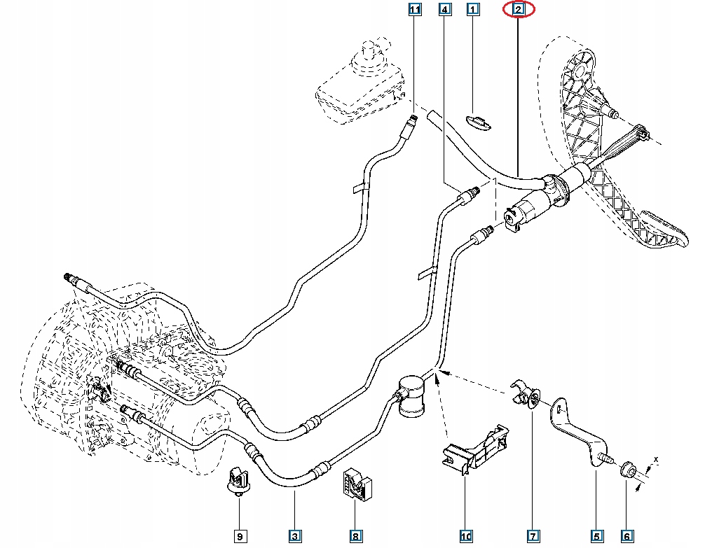 POMPA SPRZEGLA LADA LARGUS PRZY PEDALE ORYG Part number 306107623R