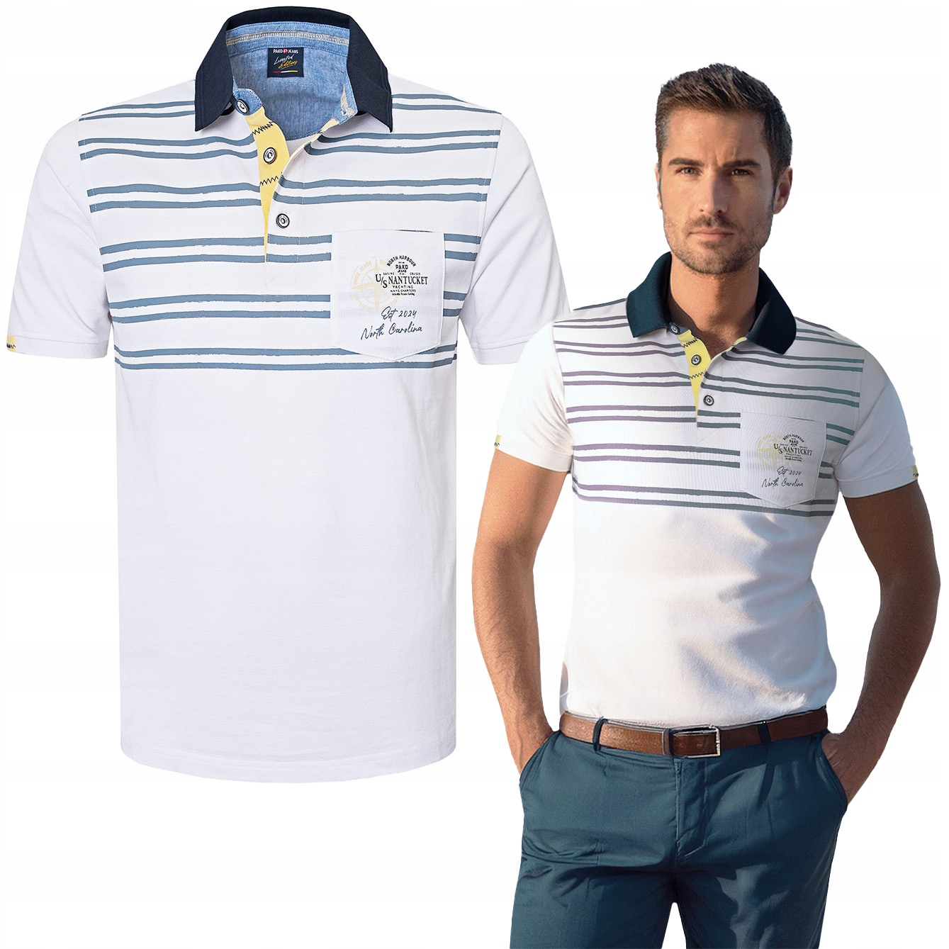 polokošile Pánské Bílé Bavlněné Lead Elegantní 2XL Pako Jeans