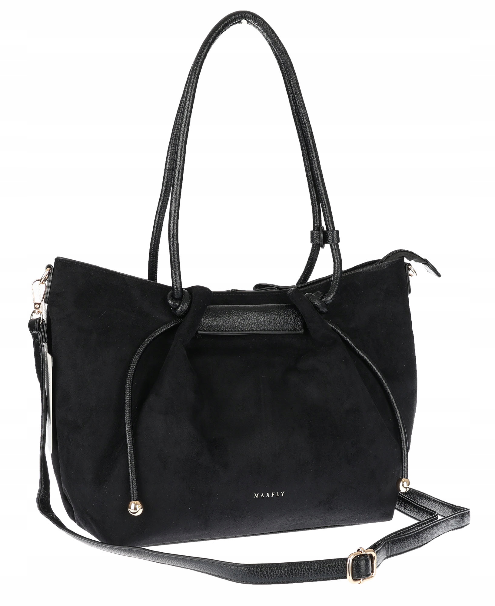 Dámská semišová kabelka italské značky Maxfly shopper A4 CM9875 Černá