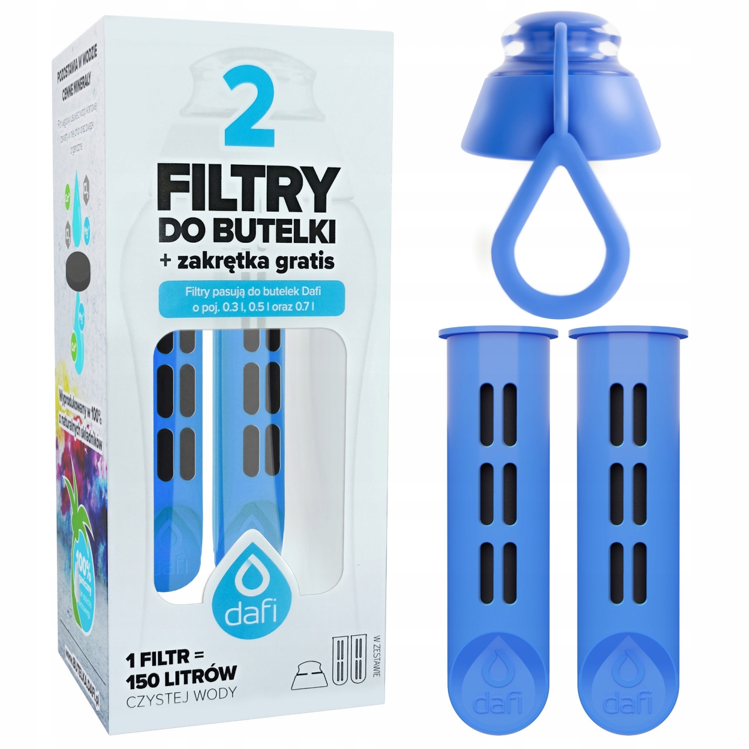 Filtr do butelki DAFI (2szt.) + nakrętka niebieski