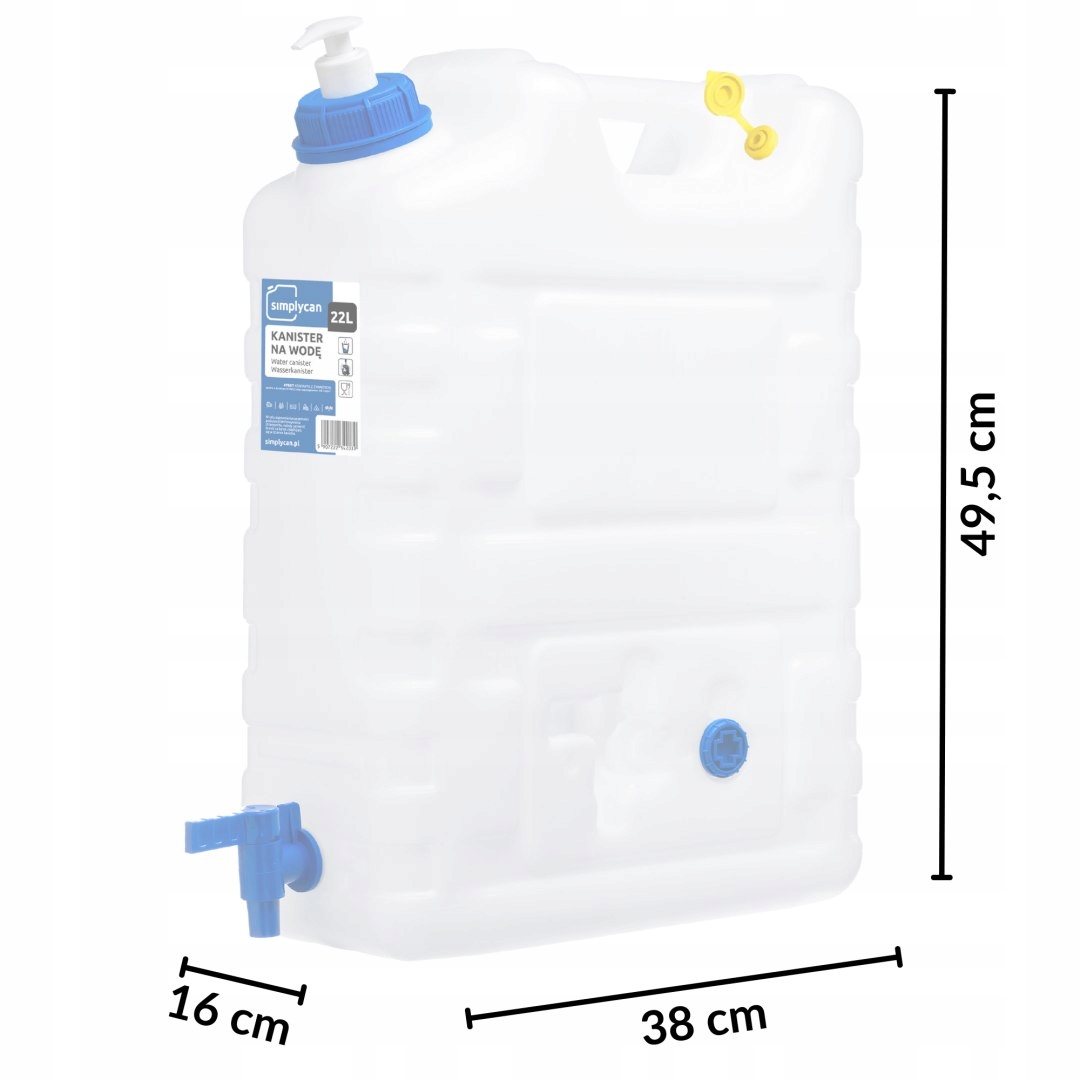 PRZENOŚNA UMYWALKA TURYSTYCZNA POJEMNIK NA WODĘ Z DOZOWNIKIEM 20L Marka SimplyCan