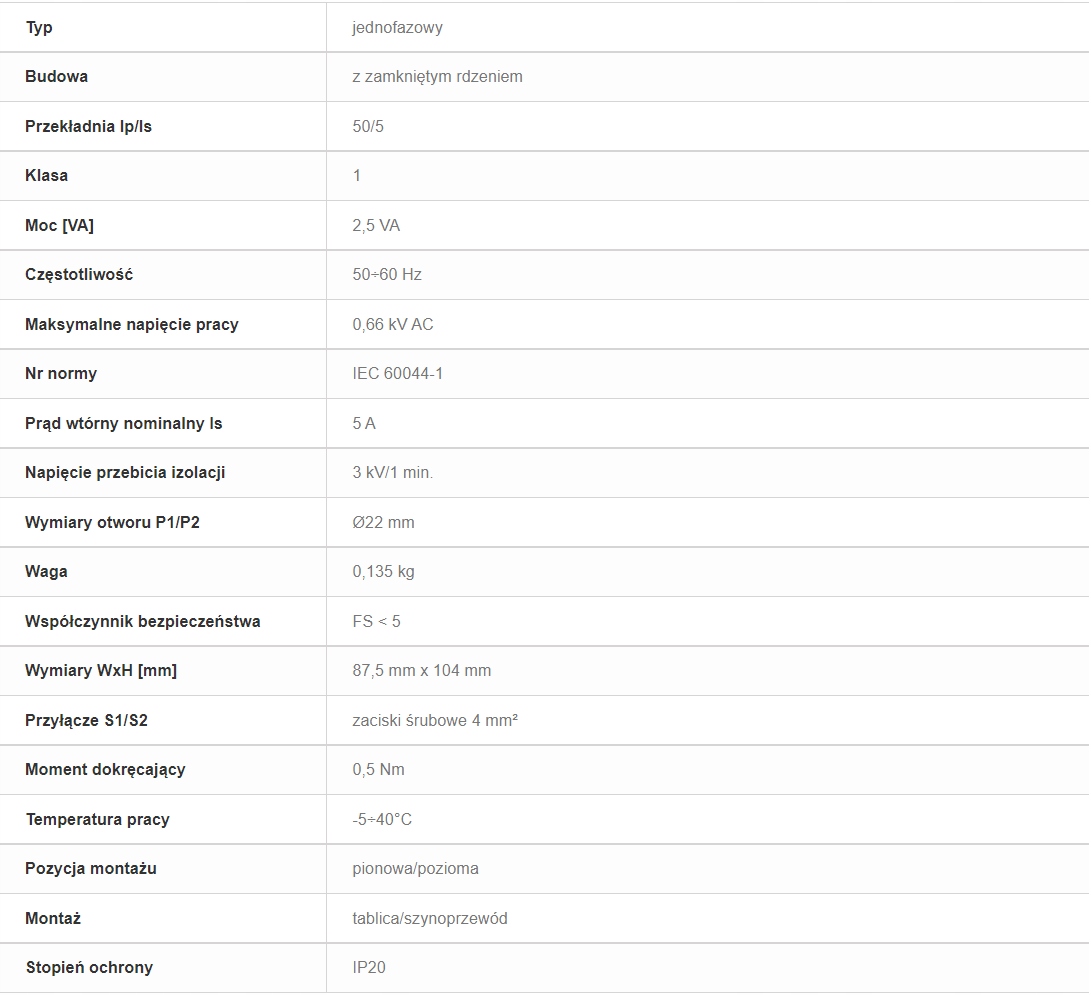 F&F PRZEKŁADNIK PRĄDOWY 50/5A TI-50-5 Marka F&F