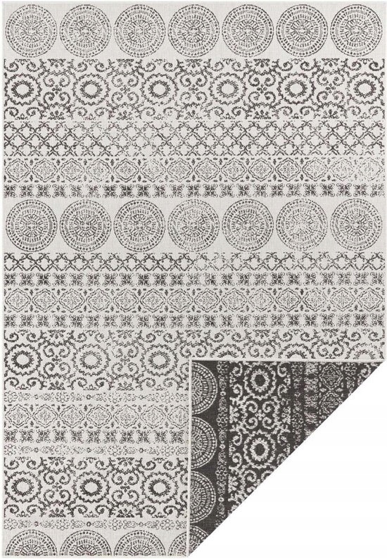 Koberec na terasu krémovo čierny Twin 160x230 cm