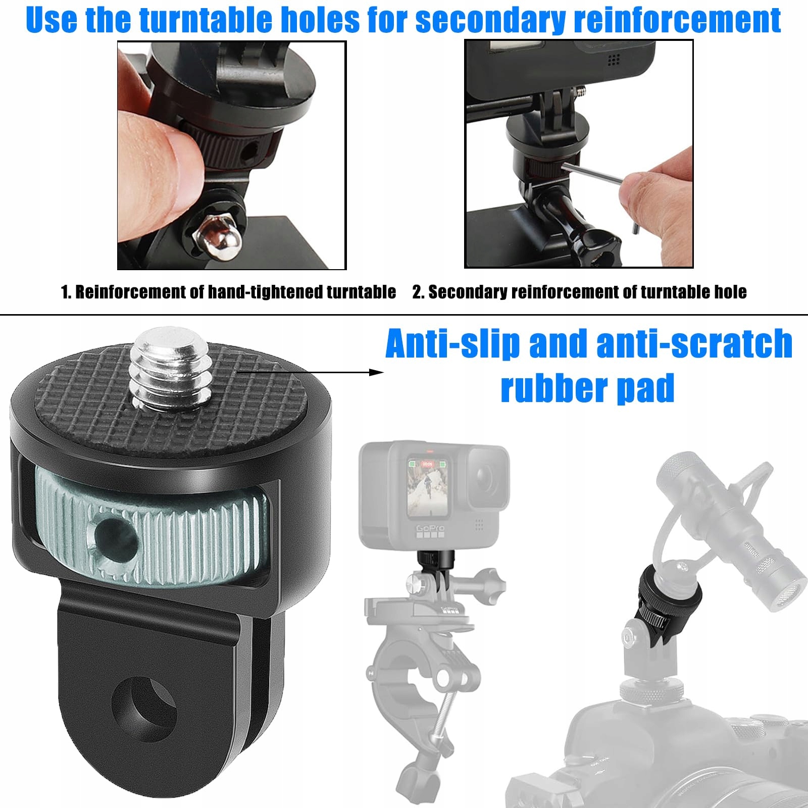 BEGPOEE Adapter Stojak 360° 2 Sztuki Do Kamer GoPro Sjcam Action — miniatura 4