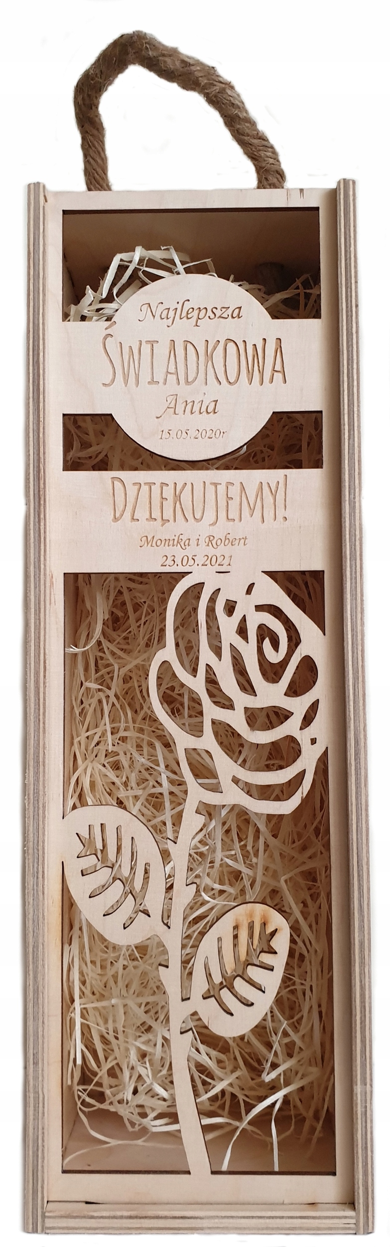 Skrzynka na Wino Pudełko Prezent Grawer Ślub eko