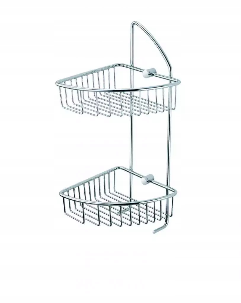 Univerzálny kúpeľňový rohový košík Stella dvojitý chróm