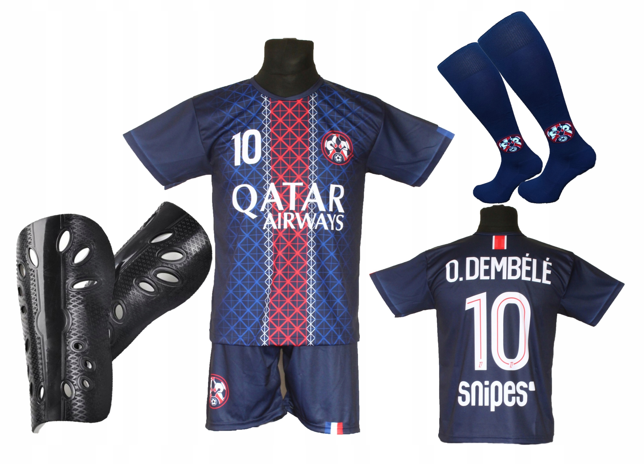 Dětské fotbalové oblečení Dembele štulpny chrániče velikost 134