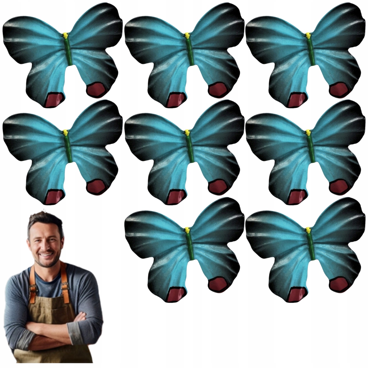 Nábytkový držiak Nábytkový gombík pre deti Motýlik Tyrkysový 8ks