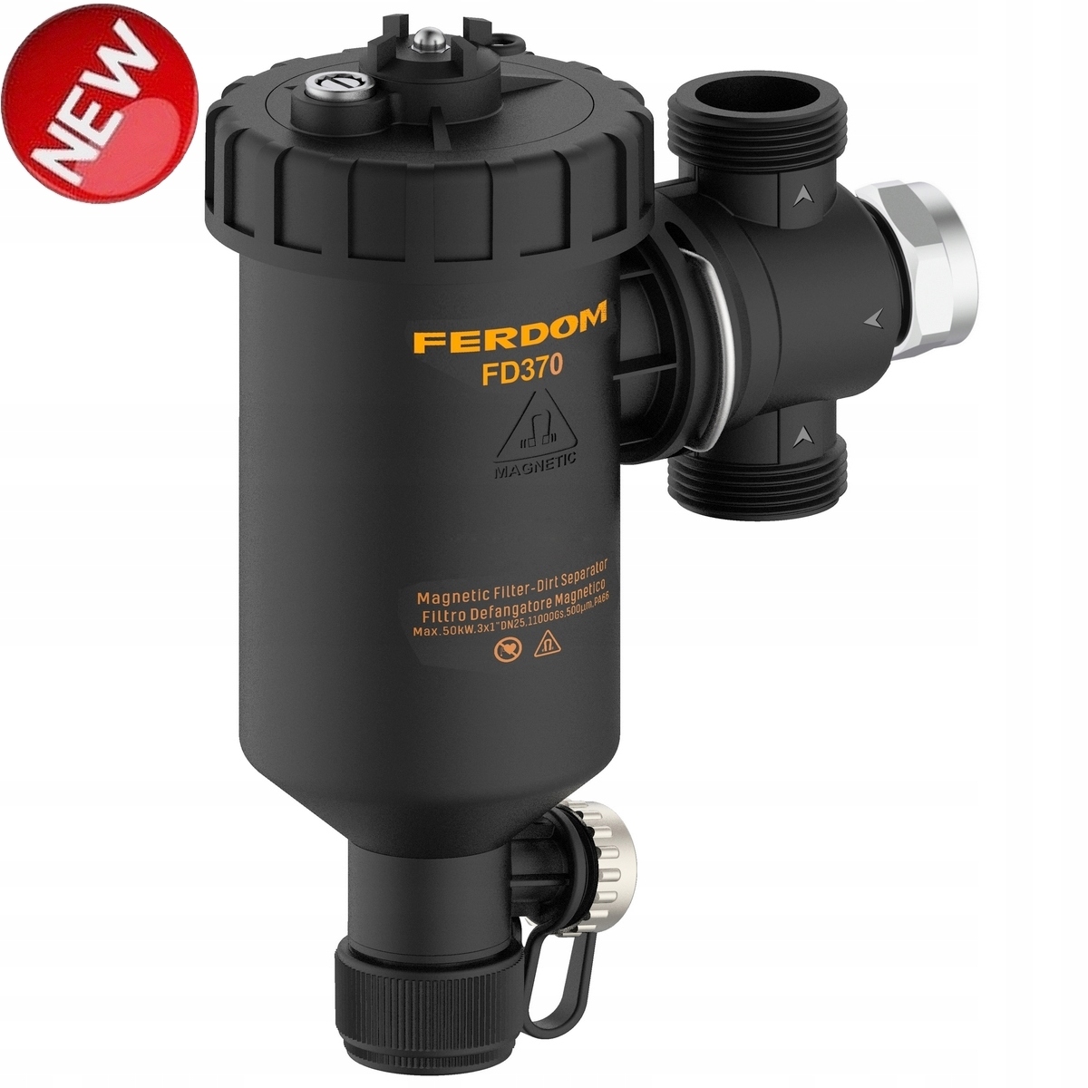 Ferdom FD370 Magnetický separátor filtra, max. 50 kW, Podl. 1"x3 otáčky 360 st