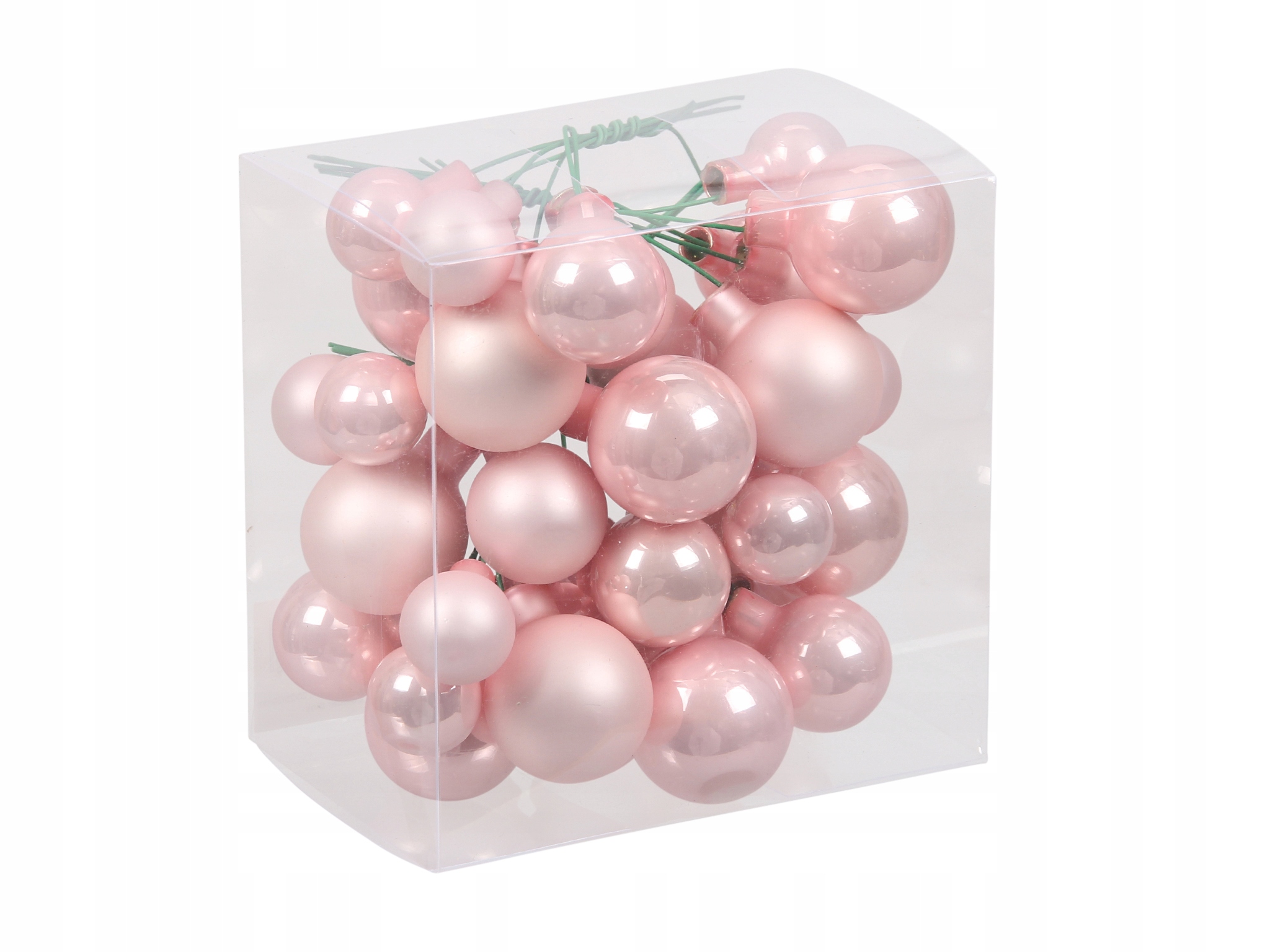 

Bombki szklane 2/2,5/3CM Różowe mat/perła drucik