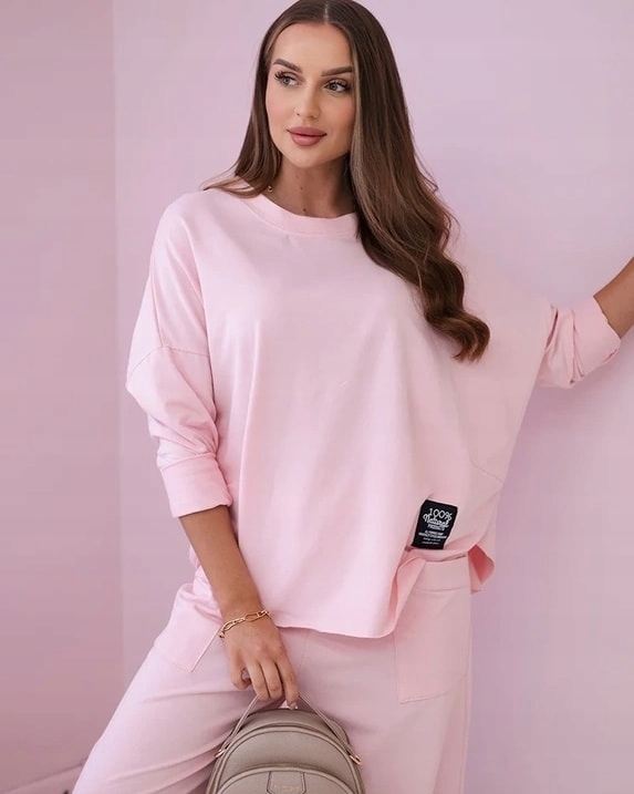 Komplet bawełniany bluza plus spodnie oversize Moda Włoska Rozmiar uniwersalny
