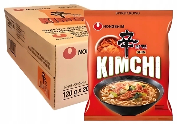 Těstovinová polévka Shin Kimchi Ramen ostrá 20x120 g celý karton Nongshim Korea